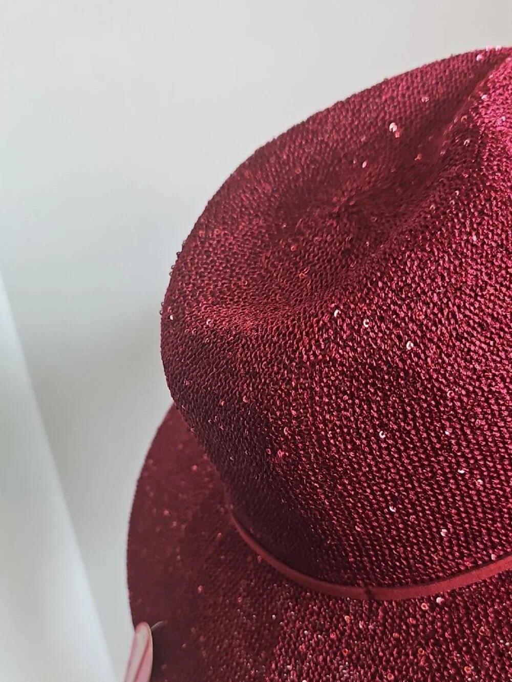 Beloved Millinery Women's Wide Brim Panama Style Sparkle Wine Straw Fedora Hat